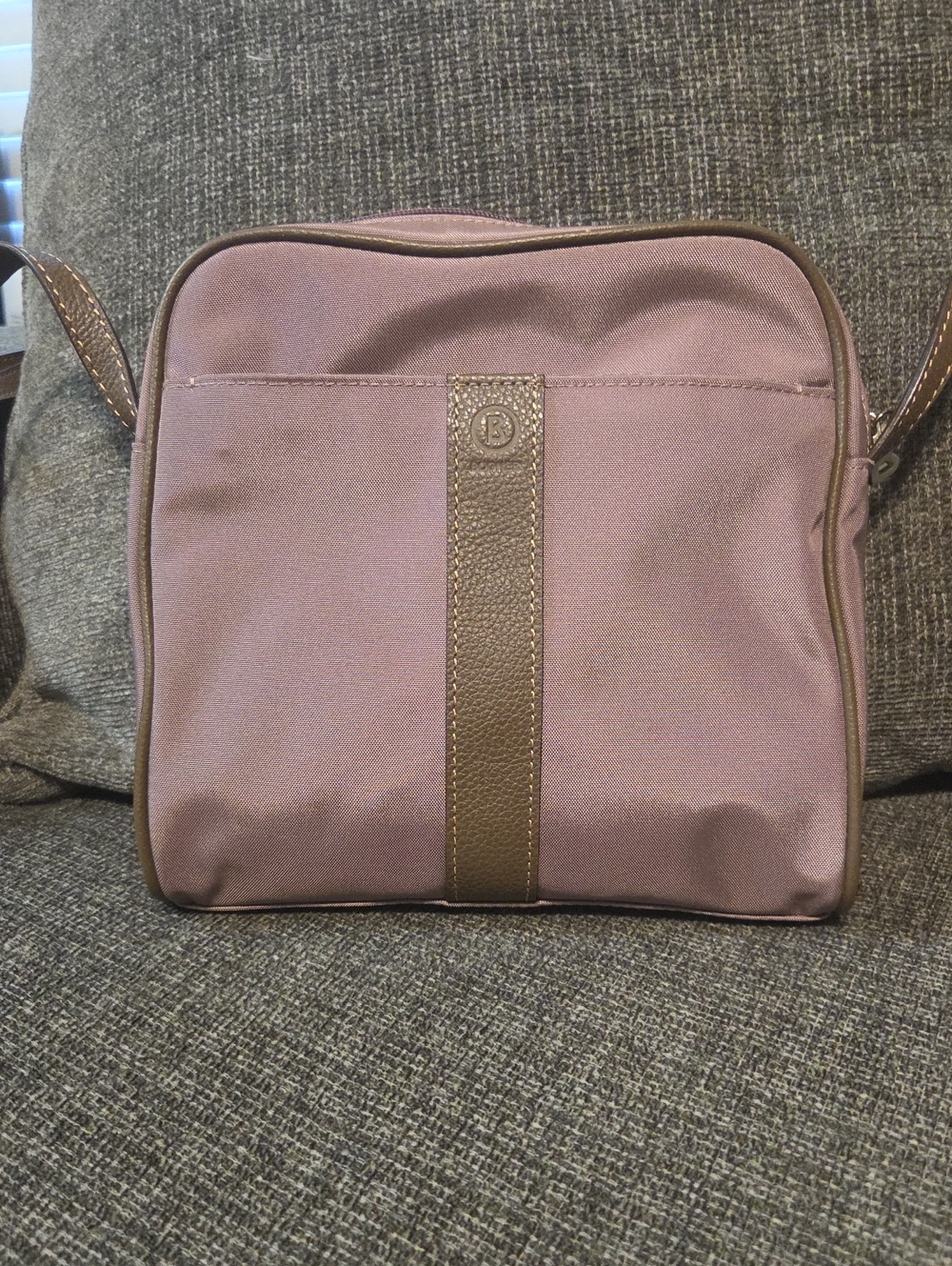 Bogner Dusty Mauve Crossbody Bag with Brown Trim